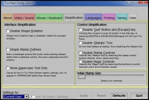 Simplify options in Tux Paint.