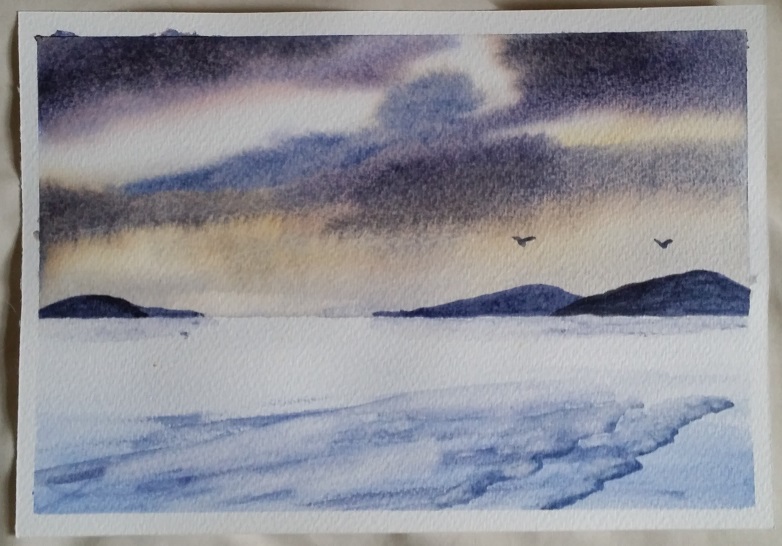 Learning Watercolour Painting - Seascape.