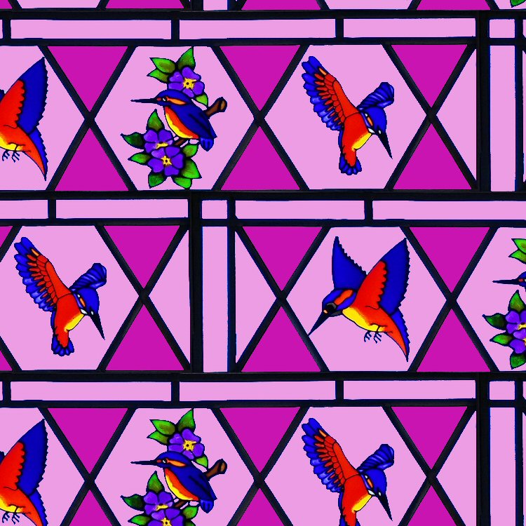 Free Stained glass birdsbacking paper.