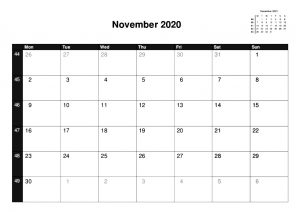 A5 Single Month Calendars